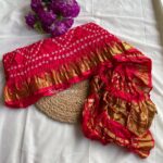 Semi Silk Bandhani Dupatta - Red