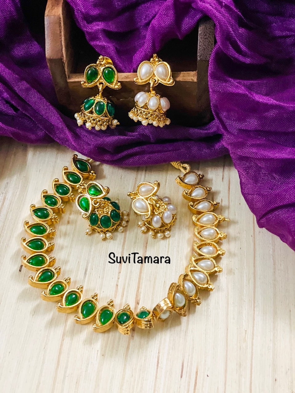 Buy Mansiyaorange Antique Gold Red Green Stone Floral Choker Necklace  Imitation Jewellery Set For Women Online at Best Prices in India - JioMart.