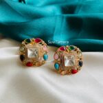 Navaratna Moissanite Kundan Studs