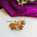 White Floral AD Stone Saree Pin / Brooch
