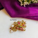 Butterfly Pearl AD Stone Saree Pin / Brooch