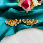 White Kundan Butterfly Stud Earrings