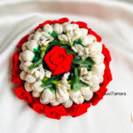 White Pollen Red Rose Malli Hair Bun Accessory