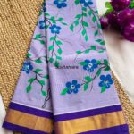 Floral Handpainted Violet Handloom Cotton Saree