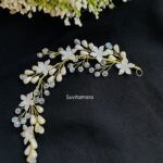 Off White Crystal Pearl Floral Tiara / Hair Accessory