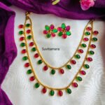 2 Layer Ruby Green Kemp Necklace