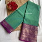 Pista Green Purple Kanchi Cotton Saree