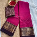 Magenta Coffee Brown Handloom Cotton Saree