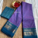 Violet Blue Handloom Cotton Saree