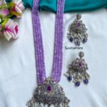 4 Layer Purple Bead Peacock Victorian Diamond Haram