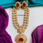 2 Layer Victorian Diamond Kundan Red Stone Necklace