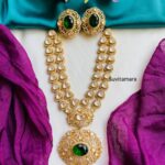 2 Layer Victorian Diamond Kundan Green Stone Necklace
