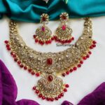 Maroon Bead Victorian Diamond Necklace