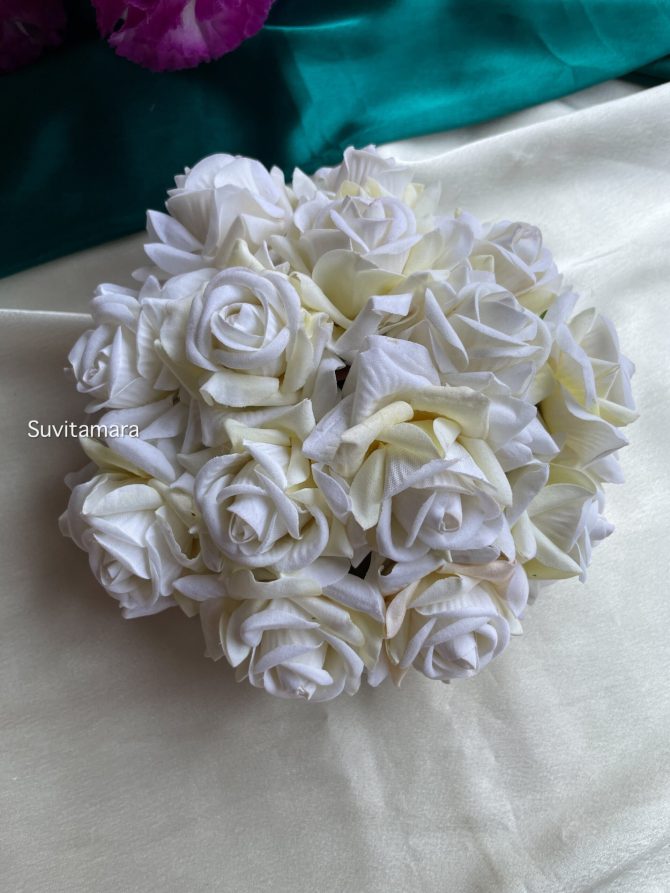 White Rose Full Hair Bun Accessory