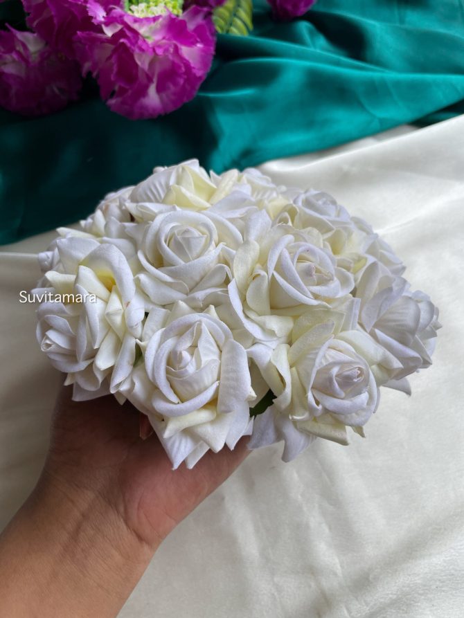 White Rose Full Hair Bun Accessory - Image 2