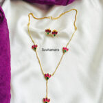 Jadau Kundan Simple Western Lotus Necklace-READYTOSHIP