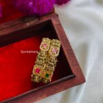 Antique Gold Lakshmi AD Stone Bangles - PAIR