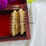 Cluster Pearl Antique Gold Kada Bangles- PAIR