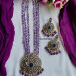 3 Layer Purple Beads Victorian Diamond Haram