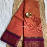 Peach Purple Handloom Cotton Saree