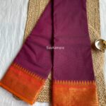 Brown Orange Handloom Cotton Saree