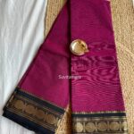 Purple Black Handloom Cotton Saree