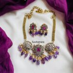 Victorian Diamond Purple Bead Choker