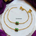 Green Flower Anklets / Payal