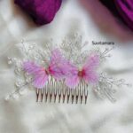 Pink Butterfly White Beaded Tiara/ Hair Accessory