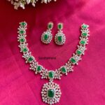 Floral Green CZ Stones Necklace