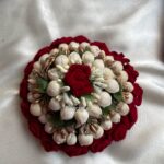 White Pollen Maroon Rose Jasmin Hair Bun Accessory