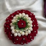 White Pollen Maroon Rose Malli Hair Bun Accessory