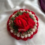 Golden Pollen Red Rose Hair Bun Accessory