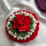 White Pollen Red Rose Jasmine Hair Bun Accessory