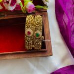 Antique Gold Floral AD Stone Bangles