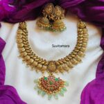 Antique Lakshmi Coin Ruby Green Necklace