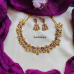 Violet Amethyst white AD stones Necklace