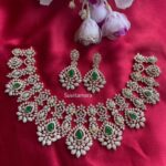 Floral White Green CZ Necklace