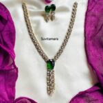 White Green Stone Victorian Diamond Necklace