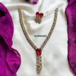 White Red Stone Victorian Diamond Necklace