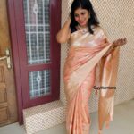 Peach Semi Benarasi Saree