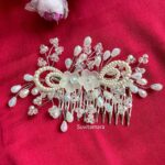 Flower Beaded and White Crystal Hair Tiara