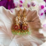 Rice Pearl Kemp Mint Beads Hook Jhumkas