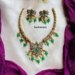 Victorian Floral Pastel Green Beaded Hasli Necklace