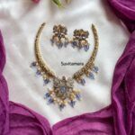 Peacock Purple Beaded Victorian Diamond Necklace