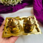 Golden Brass Square Plate Kumkum Box