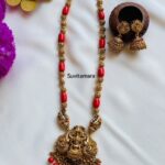 Coral Beads Elephant Lakshmi Haram