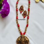 Lakshmi Elephant Coral Beads Haram