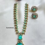 Pastel Blue Victorian Diamond Nita Necklace Set