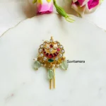 Ruby Green Jadau kundan Hair Accessory